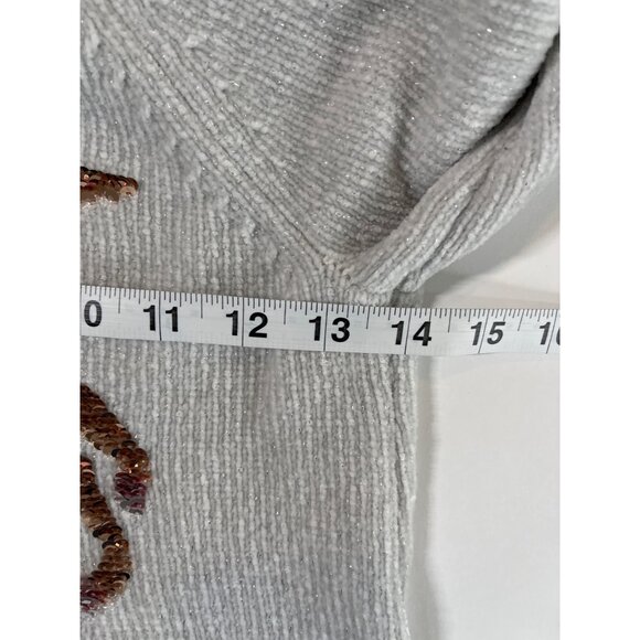 Justice Girls 8 Unicorn Sweater Flip Sequin Metallic Knit Gray Top - Picture 10 of 13